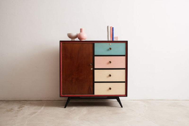 Midcentury Cabinet with Coloured Drawers - Journey East