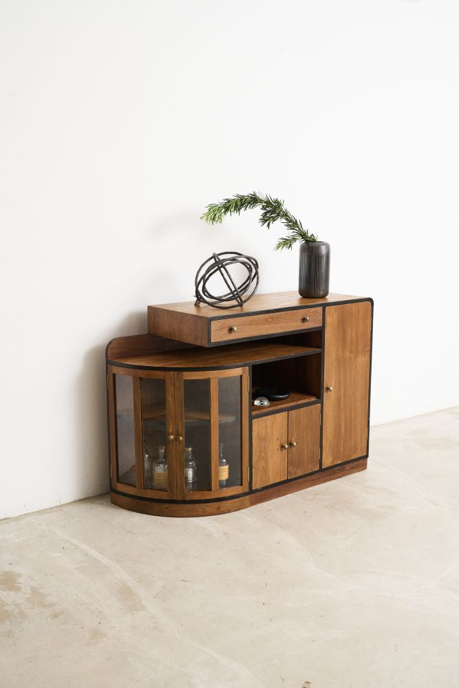 Curved Sideboard with 2 Glass Doors - Journey East