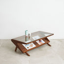 Magazine Rack Glass Coffee Table - Journey East