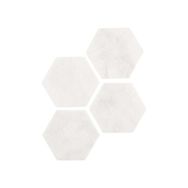 Stoned White Marble Hexagon Coasters - Journey East
