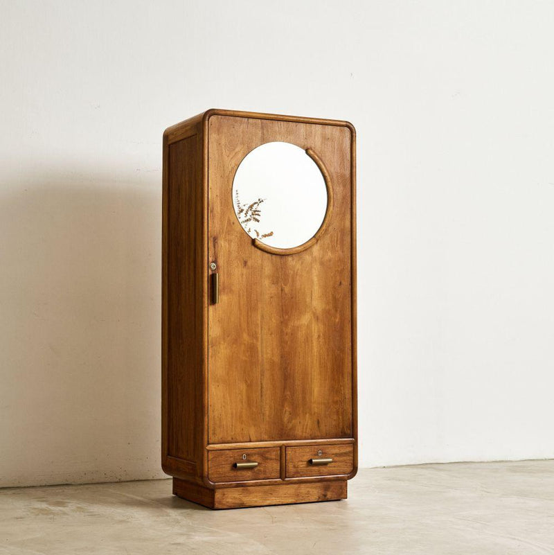 Art Deco Wardrobe With Small Round Mirror