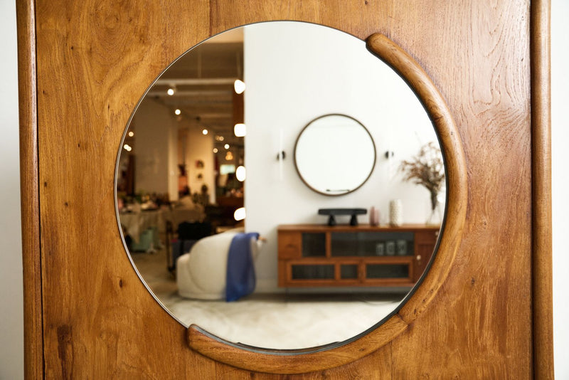 Art Deco Wardrobe With Small Round Mirror