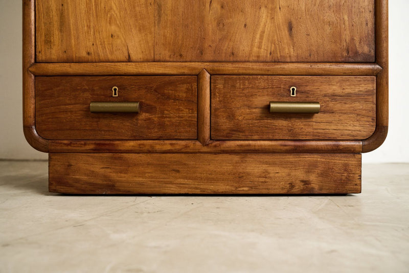 Art Deco Wardrobe With Small Round Mirror