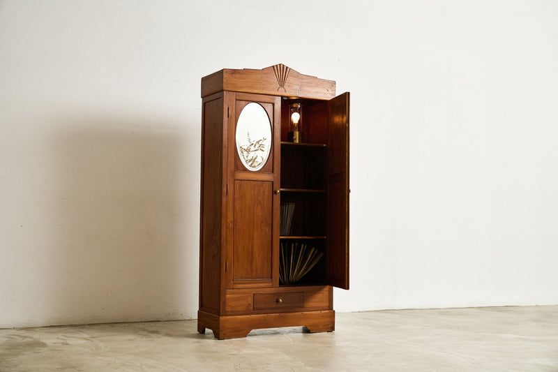 Art Deco Cabinet With Oval Mirror