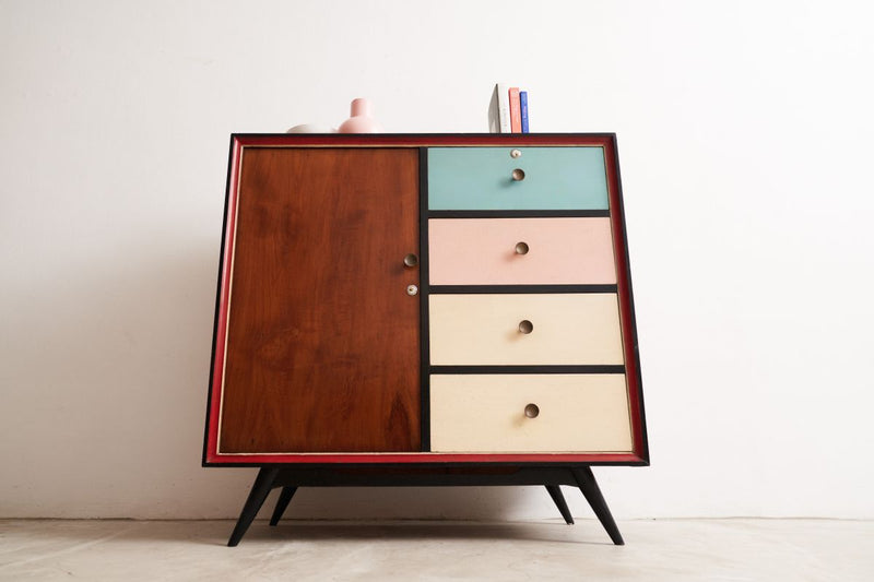 Midcentury Cabinet with Coloured Drawers - Journey East