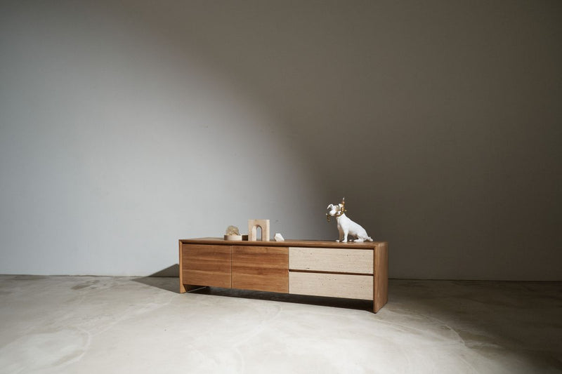 Terra TV Console with Travertine - Journey East