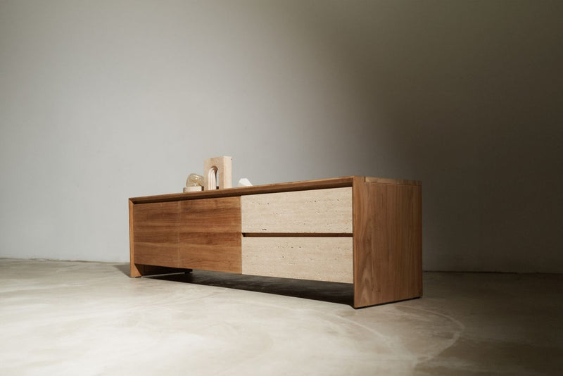 Terra TV Console with Travertine - Journey East