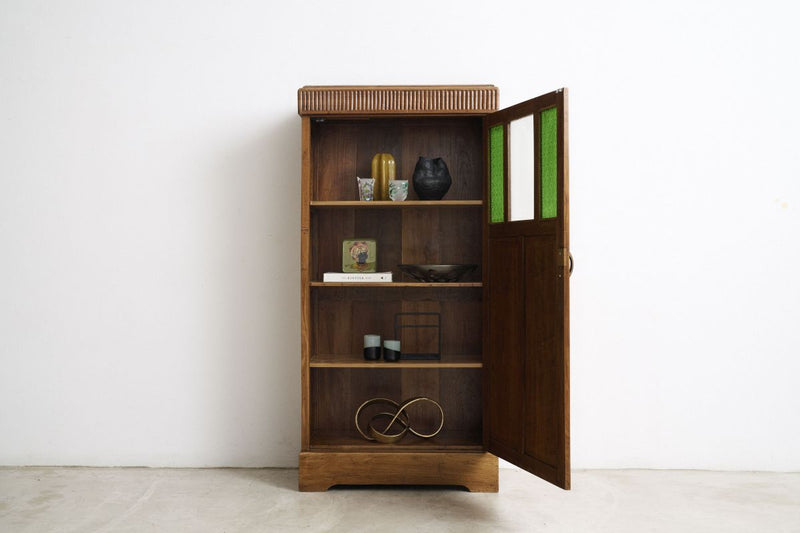 Art Deco Cabinet With Vintage Coloured Glass - Journey East