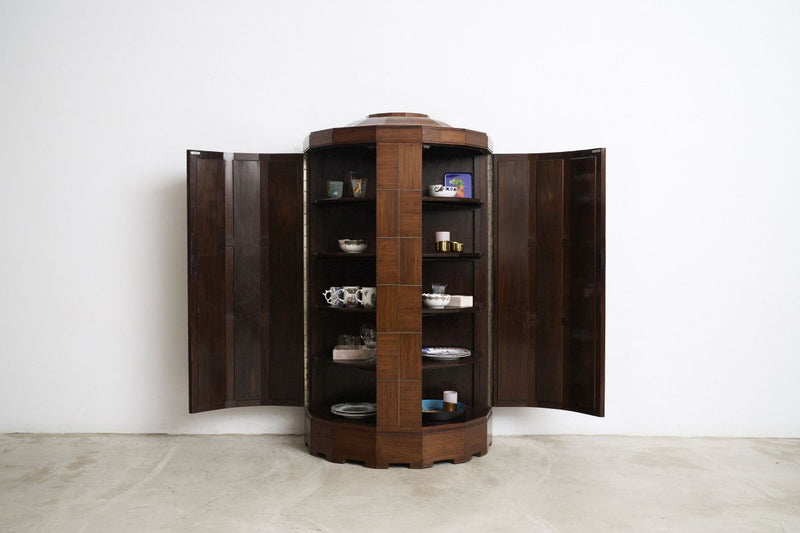 Art Deco Hexagonal Cabinet with Rosewood and Brass