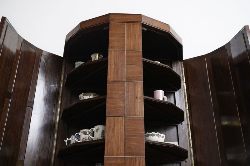 Art Deco Hexagonal Cabinet with Rosewood and Brass