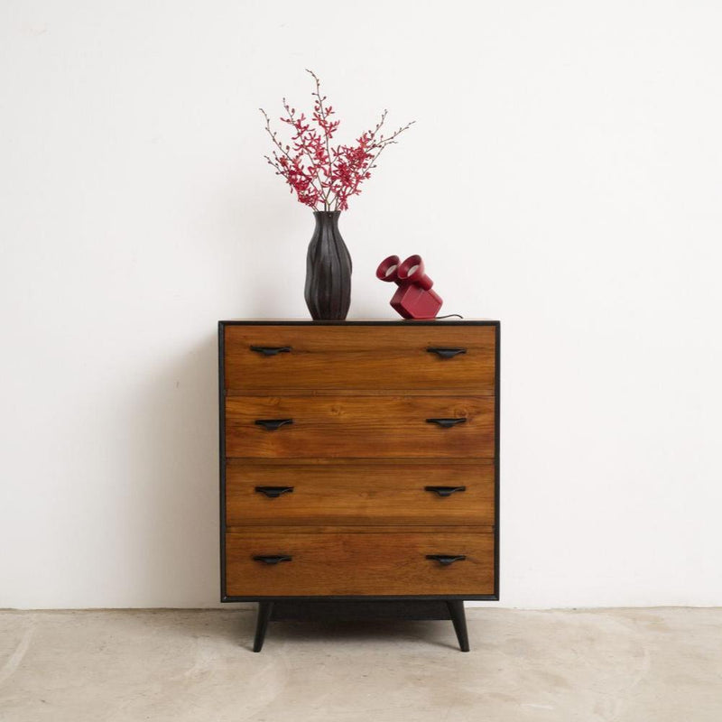 Midcentury Tallboy 4 Drawers - Journey East