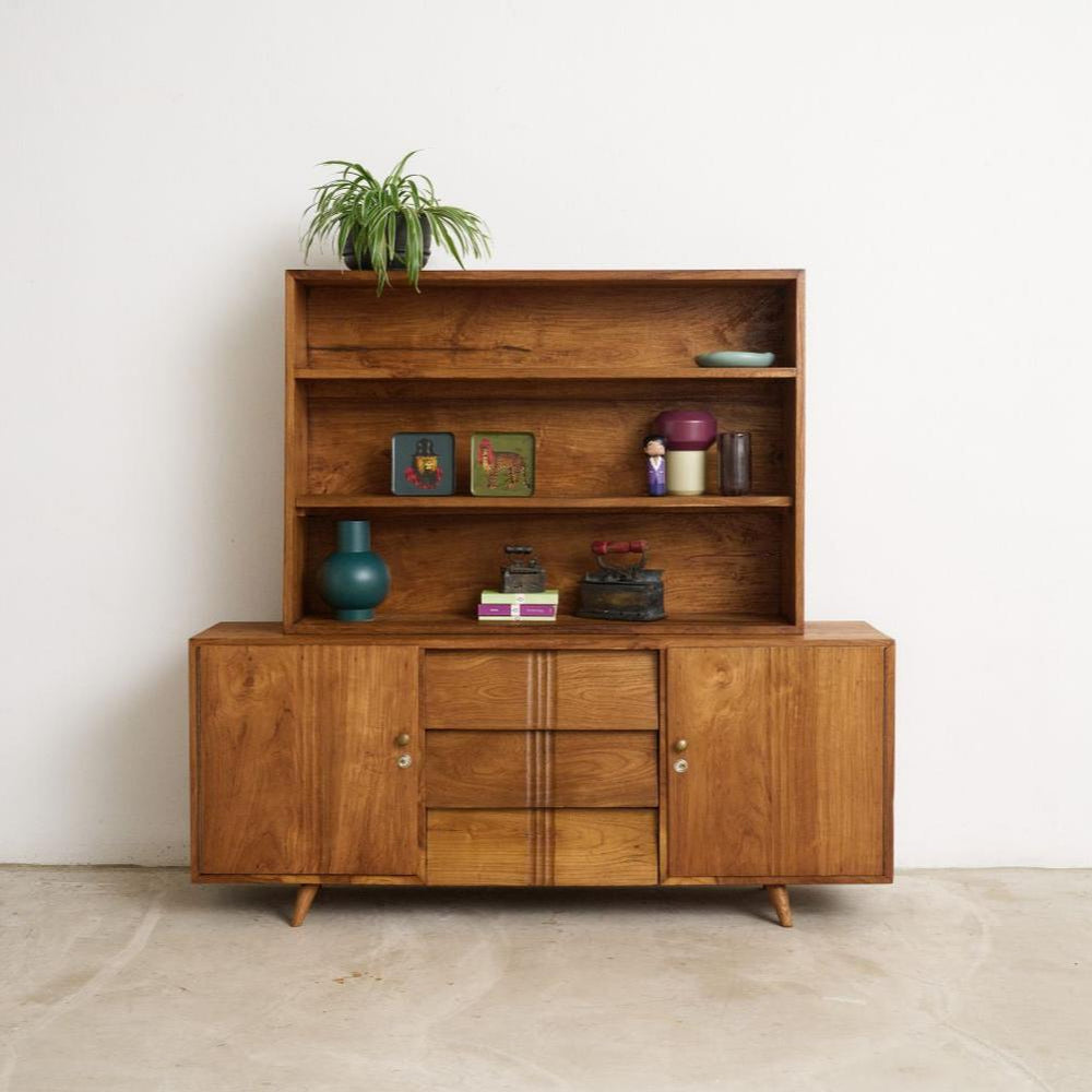 チェスト・キャビネット Antique Book open Shelf Caster English Jacobean Style Oak Bookshelf - Fireside Antiques