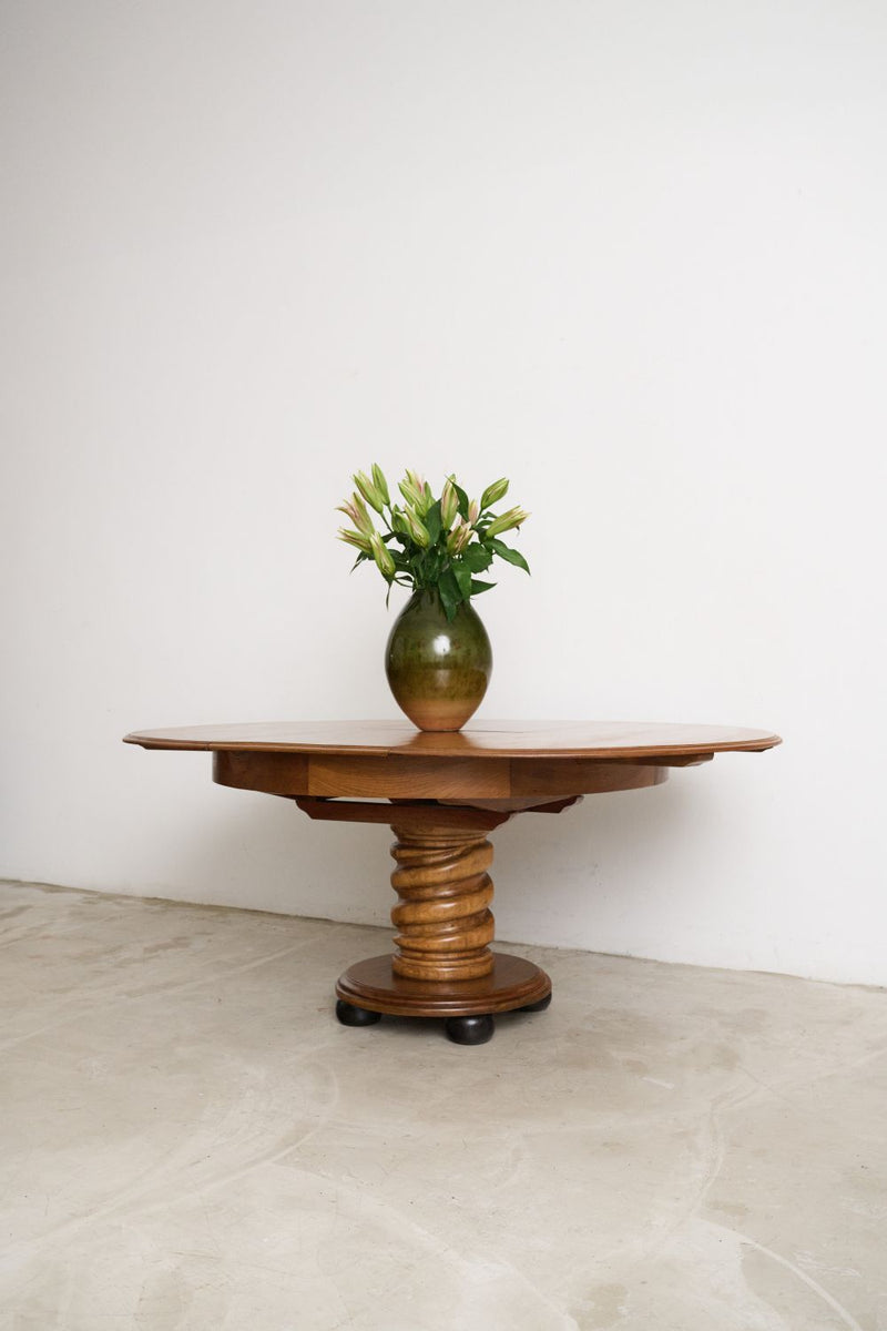 Round Extendable Table With Spiral Leg - Journey East