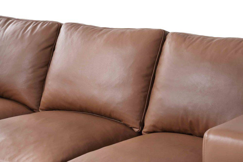 Brown leather 3-seater sofa