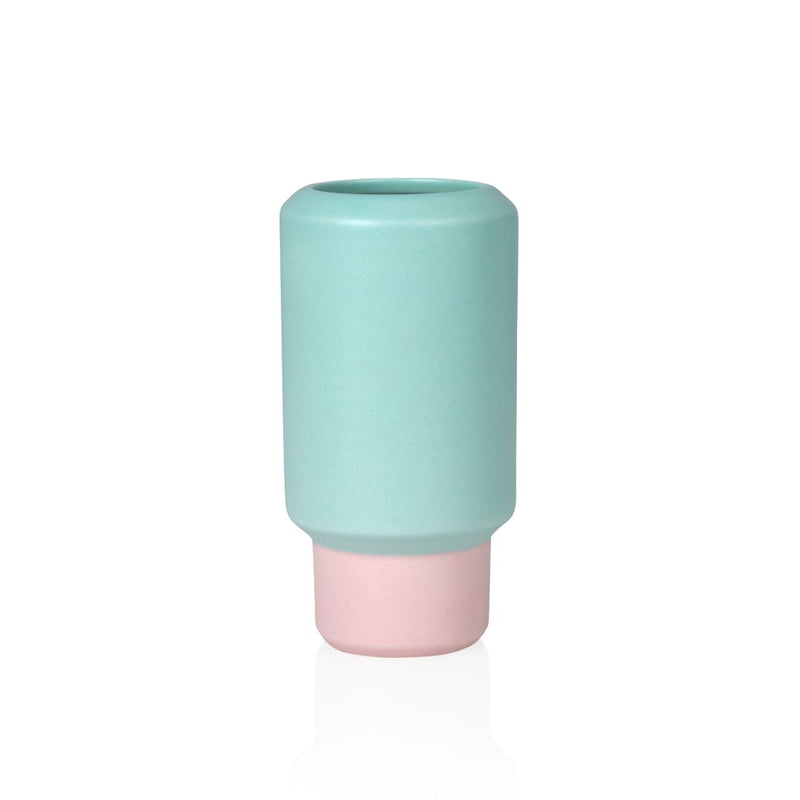 Lucie Kaas Fumario Vase (Mint Green - Pink, 16.5cm) - Journey East