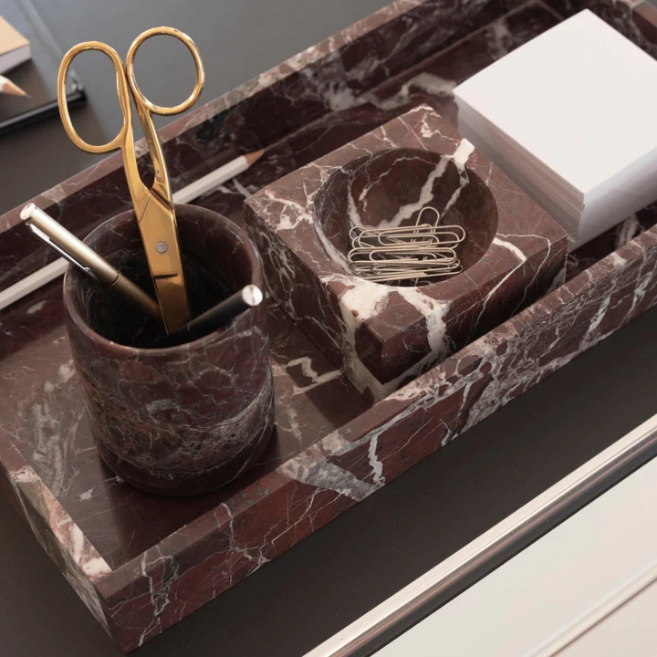 Stoned Burgundy Marble Block Bowl - Journey East