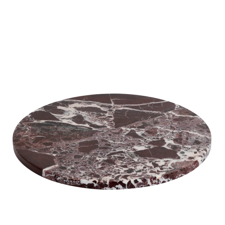 Stoned Burgundy Marble Round Platter L - Journey East