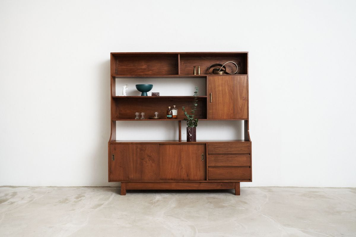 Midcentury Display Shelf with Sliding Doors Journey East