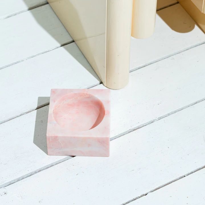 Stoned Pink Marble Block Bowl - Journey East