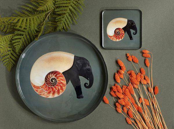 Gangzai Shellephant Round Tray - Journey East